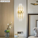 GobekUsa Golden Crystal Layered Sconce Light for Living Room - Modern Wall Mounted Lamp (2 Lights)