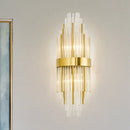 GobekUsa Golden Crystal Layered Sconce Light for Living Room - Modern Wall Mounted Lamp (2 Lights)