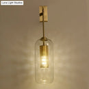 GobekUsa Golden Cylinder Wall Lamp with Clear Glass Sconce - Simple Bedroom Lighting Fixture