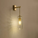 GobekUsa Golden Cylinder Wall Lamp with Clear Glass Sconce - Simple Bedroom Lighting Fixture