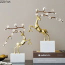 GobekUsa Deer Antlers Statue - Enamel Sika Deer Sculpture for Room Decor