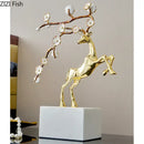 GobekUsa Deer Antlers Statue - Enamel Sika Deer Sculpture for Room Decor