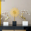 GobekUsa Deer Antlers Statue - Enamel Sika Deer Sculpture for Room Decor