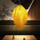 GobekUsa Bamboo Weave Pendant Lamp, Creative Rattan Hanging Light Fixture for Bedroom & Teahouse