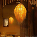 GobekUsa Bamboo Weave Pendant Lamp, Creative Rattan Hanging Light Fixture for Bedroom & Teahouse