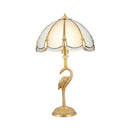 GobekUsa Minimalist Peacock Feather Beveled Glass Table Lamp in Brass – 1-Light Living Room Nightstand Lighting