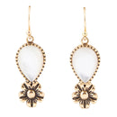 Golden Flower and White Mother of Pearl Drop Earrings