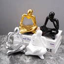 Golden glossy abstract thinker resin figurine office decor by Decorbites