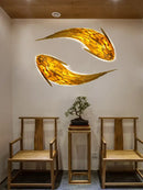GobekUsa Handwoven Bamboo LED Fish Wall Light for Modern Nordic Living Room Decor