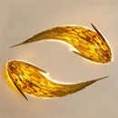 GobekUsa Handwoven Bamboo LED Fish Wall Light for Modern Nordic Living Room Decor
