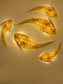 GobekUsa Handwoven Bamboo LED Fish Wall Light for Modern Nordic Living Room Decor