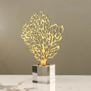 GobekUsa Golden Hollow Tree Glass Ornament - Decorative Metal Figurine