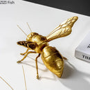GobekUsa Golden Honeybee Insect Statue Desk Decoration for Living Room