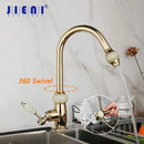 GobekUsa Golden Jade & Diamond Handle Kitchen Faucet with Swivel Pull Out Function
