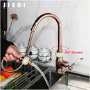 GobekUsa Golden Jade & Diamond Handle Kitchen Faucet with Swivel Pull Out Function