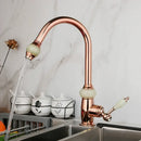 GobekUsa Golden Jade & Diamond Handle Kitchen Faucet with Swivel Pull Out Function
