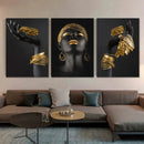 GobekUsa Golden Jewelry African Woman Canvas Art