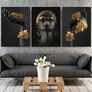 GobekUsa Golden Jewelry African Woman Canvas Art