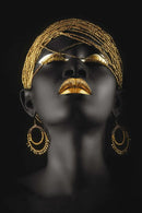 GobekUsa Golden Jewelry African Woman Canvas Art