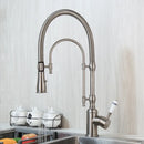 GobekUsa Golden Kitchen Faucet Vessel Sink Swivel Mixer Tap with Pull Down Spring