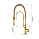 GobekUsa Golden Kitchen Faucet Vessel Sink Swivel Mixer Tap with Pull Down Spring