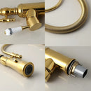 GobekUsa Golden Kitchen Faucet Vessel Sink Swivel Mixer Tap with Pull Down Spring