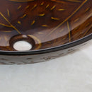 GobekUsa Golden Leaf Vessel Glass Sink Set with Chrome Faucet