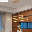 GobekUsa Golden LED Aluminum Island Pendant Light - Modern Elliptical Design, Warm/White 39"/47