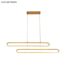 GobekUsa Golden LED Aluminum Island Pendant Light - Modern Elliptical Design, Warm/White 39"/47