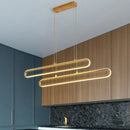 GobekUsa Golden LED Aluminum Island Pendant Light - Modern Elliptical Design, Warm/White 39"/47