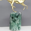 GobekUsa Golden Leopard Brass Cheetah Green Marble Figurine Metal Decor Accessory