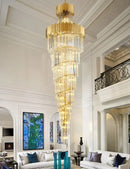 GobekUsa Golden Luxury Spiral Crystal Chandelier for Multi-Story Staircases