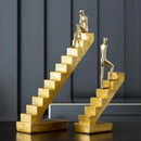 GobekUsa Golden Man Abstract Resin Figure Sculpture Staircase Decor