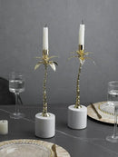 GobekUsa Golden Metal Candlestick with Volakos White Marble Base for Luxury Home Decor