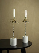GobekUsa Golden Metal Candlestick with Volakos White Marble Base for Luxury Home Decor
