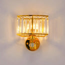 GobekUsa Golden Metal Wall Sconce Light with Clear Crystal Accents - Modern 1 Head Design