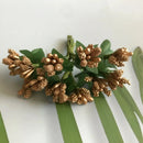 Golden metallic berry stamen green plant foliage for living room decor by Decorbites