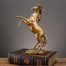 Golden metallic horse resin sculpture living room animal decor by Decorbites
