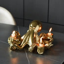 GobekUsa Golden Octopus Sculpture Candle Holder Candelabrum for Home Decoration