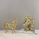 GobekUsa Golden Openwork Animal Sculpture Set for Home Decoration