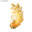 GobekUsa Peacock Wall Sconce with Crystal Shade - Country Resin 1-Light in Yellow/Green (1/2 Pack)