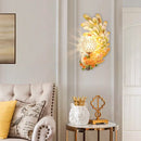 GobekUsa Peacock Wall Sconce with Crystal Shade - Country Resin 1-Light in Yellow/Green (1/2 Pack)