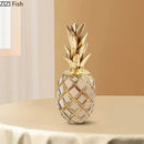 Golden pineapple lattice art statuette living room desk decoration by Decorbites