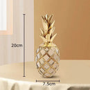 Golden pineapple lattice art statuette living room desk decoration by Decorbites