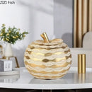 Golden pineapple lattice art statuette living room desk decoration by Decorbites