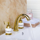 GobekUsa Golden Plated Bathroom Faucet Set with Ceramic Cross Handles