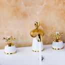 GobekUsa Golden Plated Bathroom Faucet Set with Ceramic Cross Handles
