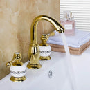 GobekUsa Golden Plated Bathroom Faucet Set with Ceramic Cross Handles