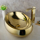 GobekUsa Golden Plated Ceramic Basin Sink & Faucet Tap Set with Pop Drain