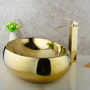 GobekUsa Golden Plated Ceramic Basin Sink & Faucet Tap Set with Pop Drain